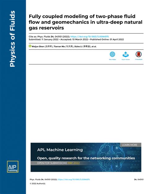 Pdf Fully Coupled Modeling Of Two Phase Fluid Flow And Geomechanics