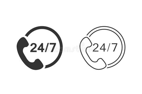 24 7 Call Center Support Vector Line Icon Set Stock Vector