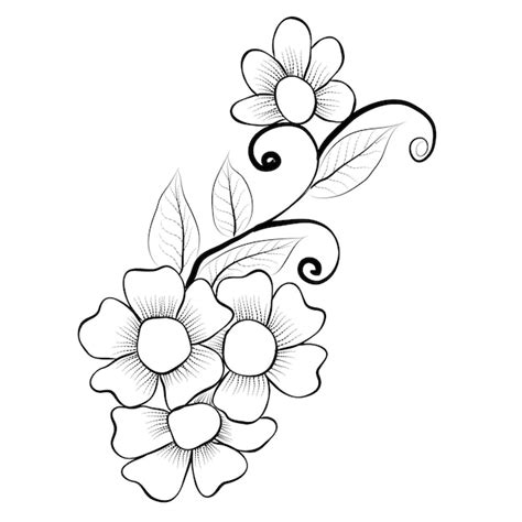 Premium Vector | Free vector line art and hand drawing flower art black ...