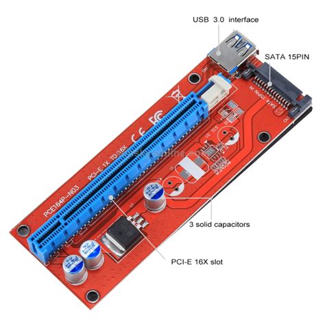 SUNSKY USB 3 0 PCI E Express 1x To 16x PCI E Extender Riser Card