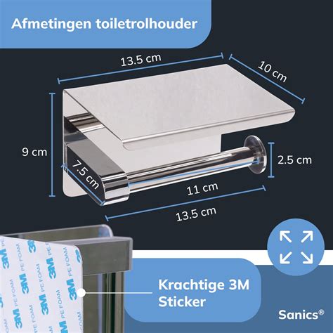 Sanics Wc Rolhouder Zilver Toiletrolhouder Zonder Boren Met Plankje