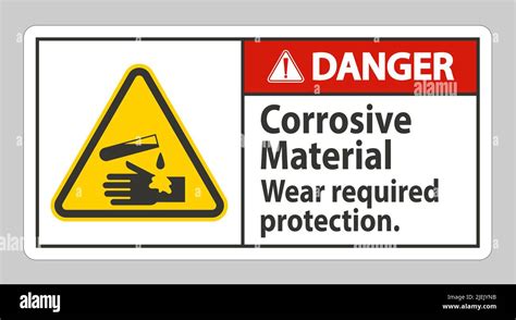 Danger Sign Corrosive Materials Wear Required Protection Stock Vector