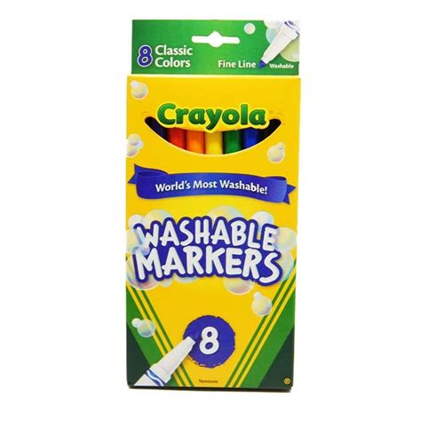 Crayola Washable Markers Fine Line Classic Colors 8 Pack Artist