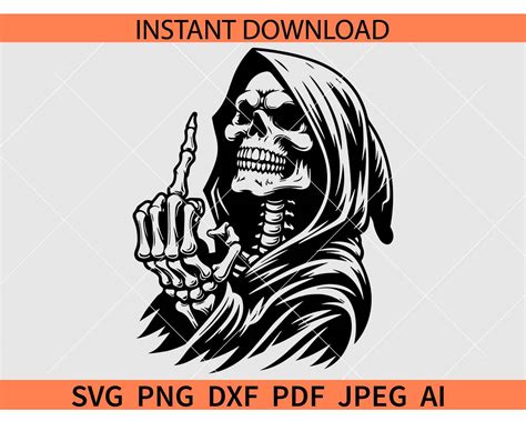 Grim Reaper Skeleton Svg Grim Reaper Skeleton Middle Finger Svg