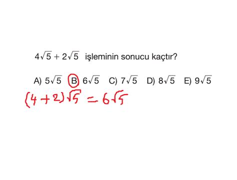 9 Sınıf Köklü Sayılar Çözümlü Sorular 31 →