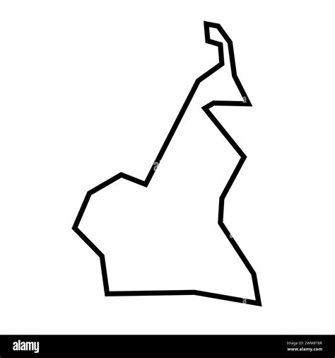 Cameroon Country Thick Black Outline Silhouette Simplified Map Vector