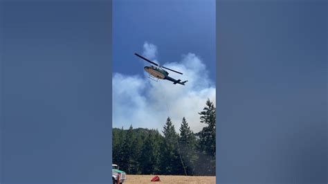 Helicopter Taking Off To Assist In Wiley Creek Fire Near Sweet Home Oregon After Refueling