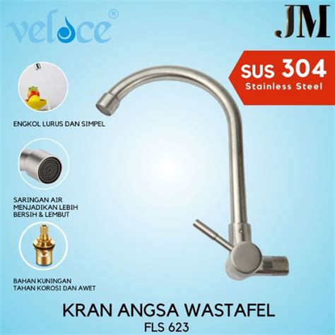 Premium Kran Angsa Stainless Steel Sus Kran Tembok Dapur Cuci