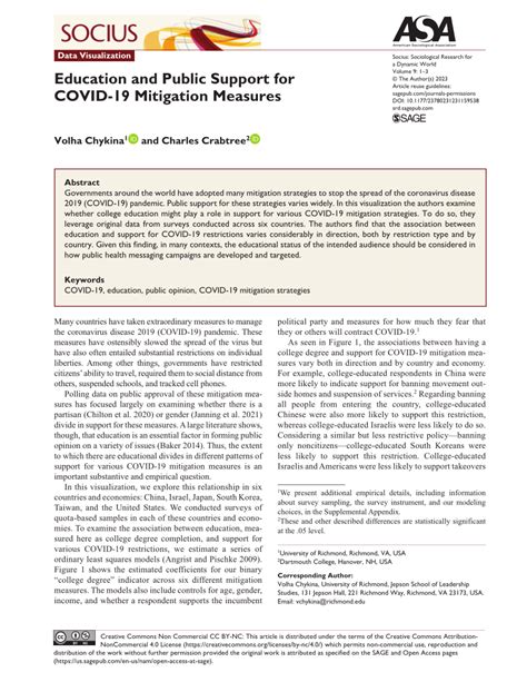 PDF Education And Public Support For COVID 19 Mitigation Measures