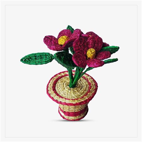 Sikki Art Handcrafted Sikki Grass Flower Vase Indyhaat