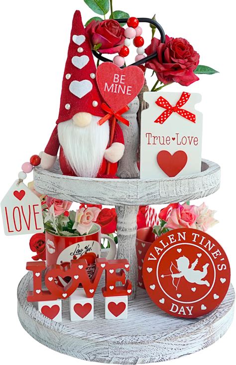 Amazon Amyhill 14 Pieces Valentine S Day Tiered Tray Decor Set