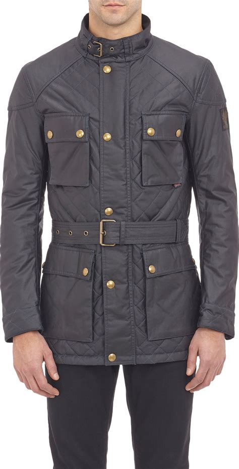 Belstaff Waxed Quilted Redford Jacket In Navy Blue For Men Lyst