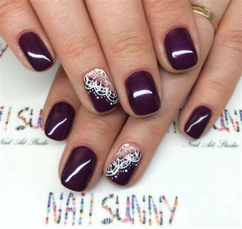 Eggplant Color Bride Nails Fall Wedding Nails Plum Nails