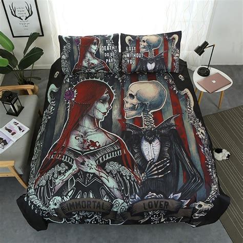 Immortal Lover Black Sugar Skull Weddding Duvet Skullflow Https