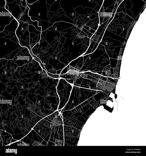 Mapa De La Zona De Sagunto Valencia España Fondo Oscuro Versión Para Infografía Y Proyectos