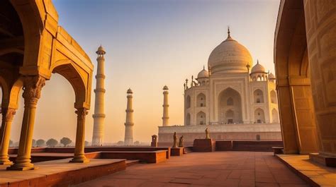 El Taj Mahal Al Atardecer Foto Premium