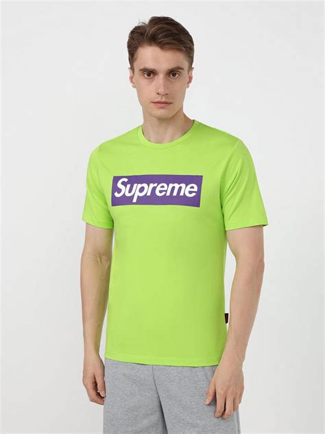 Футболка Supreme, размер 50, цвет зеленый, хлопок 100% - купить по ...