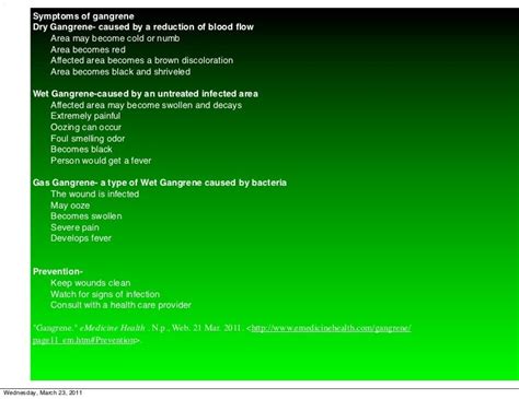 Gangrene symptoms