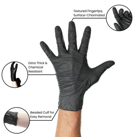 Gp Craft 6 Mil Black Nitrile Exam Gloves Case Of 1000 Pcs Mg G26b Vizocare