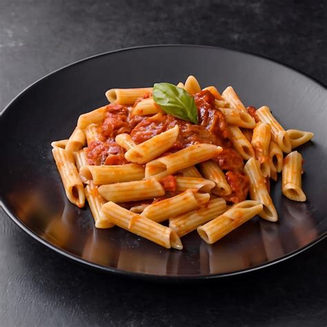 Premium Photo Delicious Pasta Dish With Sauce On Dark Background