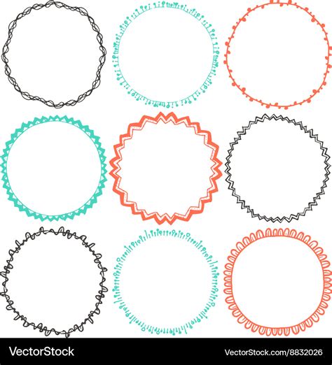 Set Of 9 Decorative Circle Border Frames Vector Image