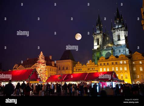 Christmas Market In Prague S Old Town Square With Church Of Out Lady