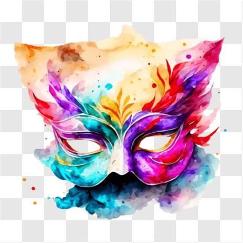 Download Colorful Watercolor Mask For Masquerade And Celebrations Png