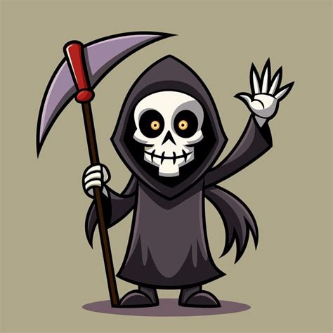 Grim Reaper Cartoon Waving Hand Premium AI Generated Image