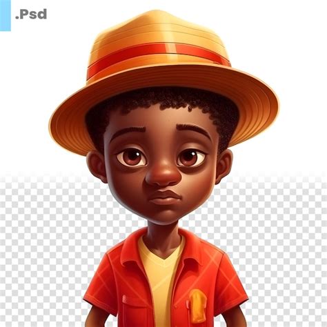 Menino afro americano chapéu isolado no fundo branco modelo psd de