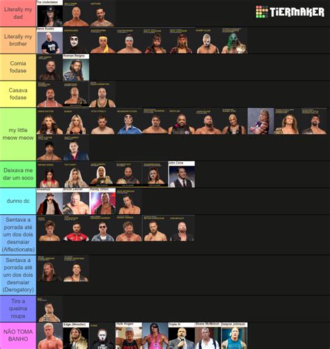 Wrestlers que não gosto não vejo e não tomam banho Tier List