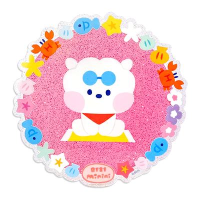 Buy Line Friends Bt Rj Minini Summer Sky Acrylic Coaster With Glitter