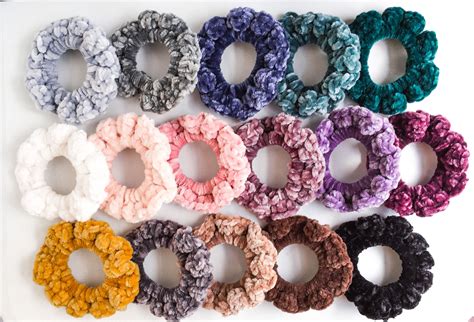 You Choose Velvet Crochet Scrunchies Scrunchie Pack Hair Etsy