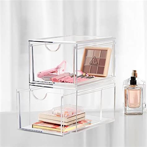 Boxalls Pack Acrylic Stackable Storage Drawers Makeup Organizer