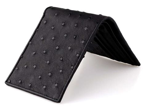 Total Black Ostrich Leather Wallet Real Mens Wallets