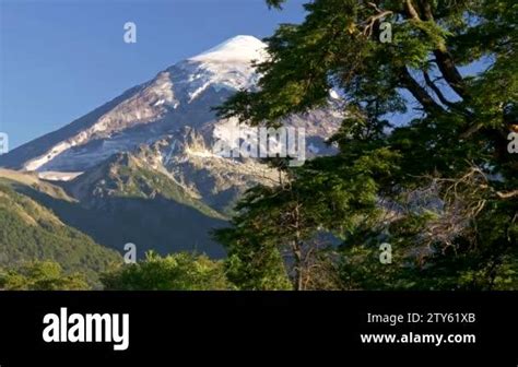 Gimbal Shot Of Lanin Volcano In Lanin National Park Argentina