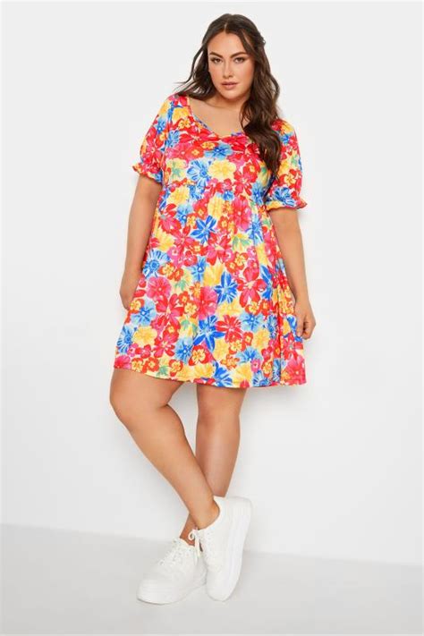 Yours Plus Size Red Floral Print Sweetheart Dress Yours Clothing