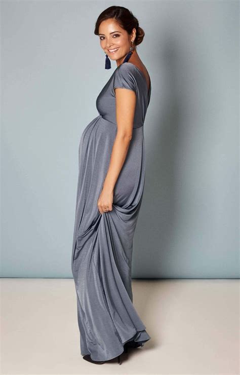 Francesca Maternity Maxi Dress In Steel Blue Maternity Wedding