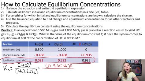 How To Calculate Equilibrium Concentrations And The Equilibrium