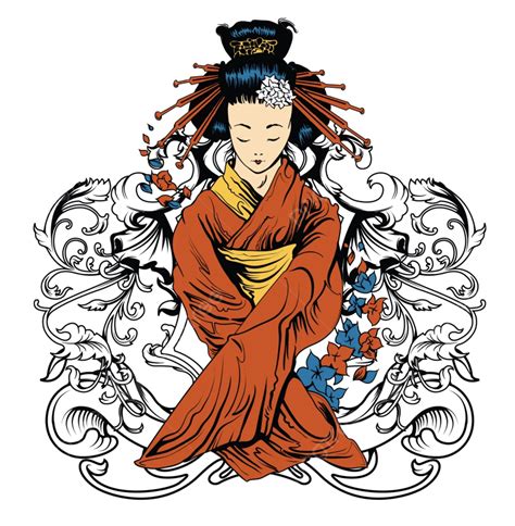 Japanese Geisha Clipart Png Images Vector Japanese Tshirt Design With