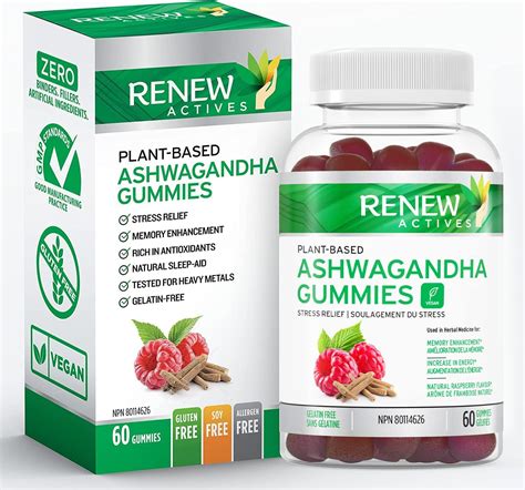 Renew Actives Ashwagandha Gummies, 1500 mg de suppléments d'ashwagandha ...