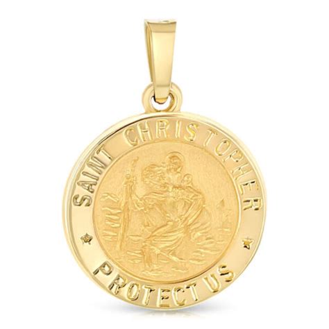 Ioka K Yellow Gold Religious St Christopher Charm Pendant Ig