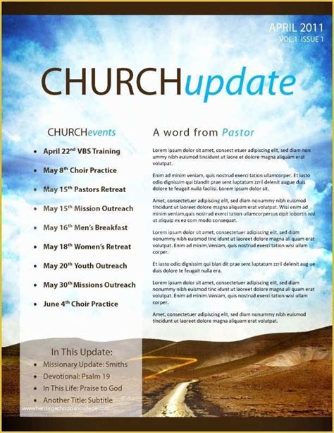 Free Church Bulletin Templates Microsoft Publisher Of Pathway Church Newsletter Template ...