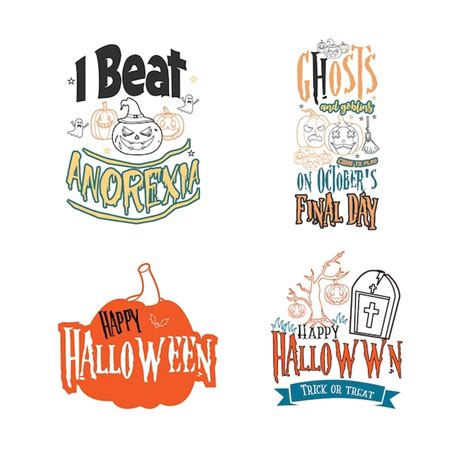 Premium Vector Halloween Lettering Typography Set Happy Halloween