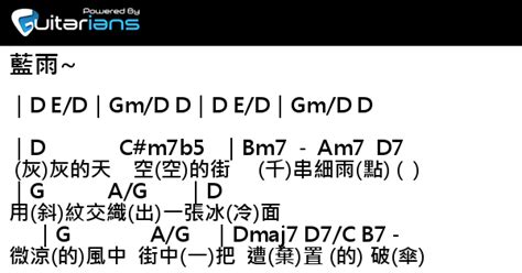 張學友 藍雨~ 結他譜 Chord譜 吉他譜 曲 Hideaki Tokunaga 詞 林振強