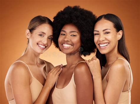 Natural Skincare And Portrait Of Group Of Women To Model Beauty