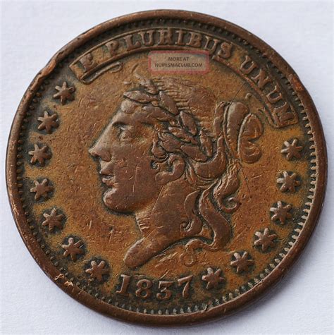 1837 Hard Times Token Liberty Head Not One Cent For Tribute Reverse