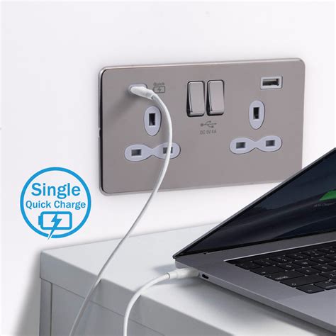 Slimline Screwless G Socket With Dual Usb Charger A Type A Type