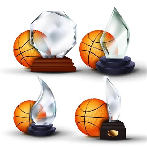 Basketball Certificate Diploma With Glass Trophy Vector Sport Award