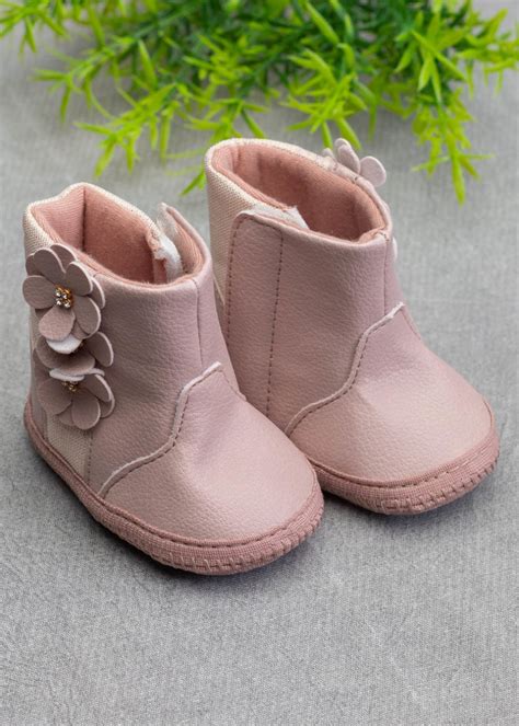 Bota Bebê Nude Flores Menina Compre Online Ropek