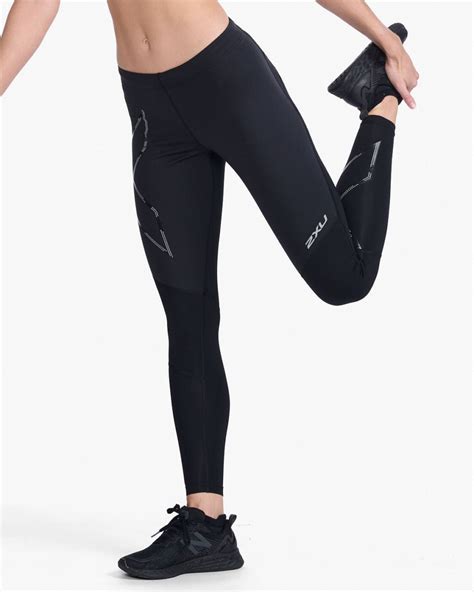 2xu Ignition Shield Comp Tights Black Black Reflective Tights No